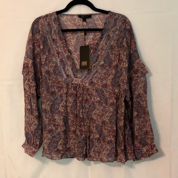 NWT Frye Violet printed blouse,Size M - Picture 4 of 7